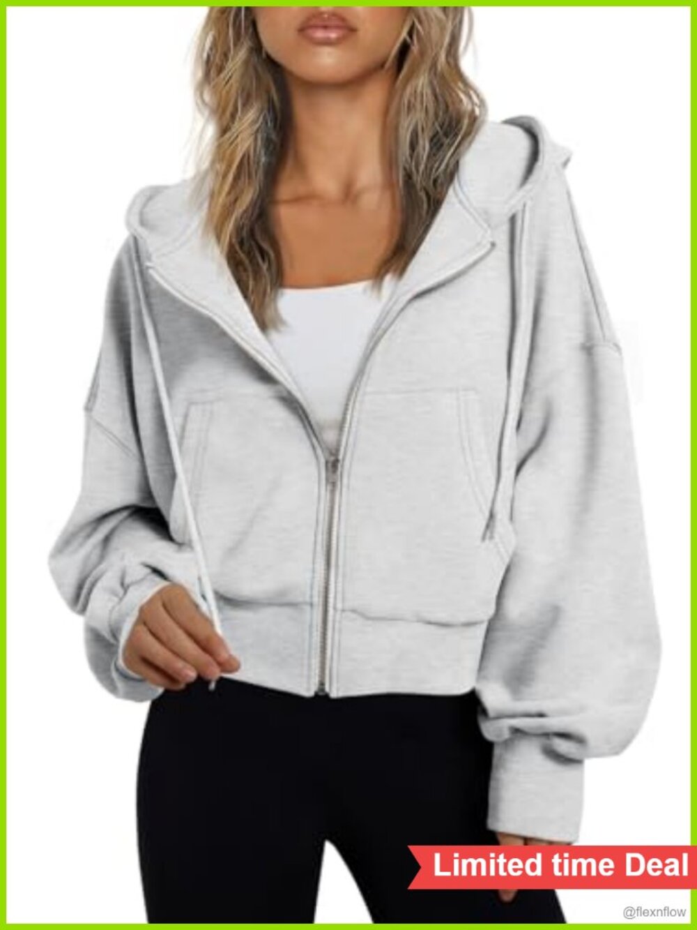 Women's Zip Up Cropped Hoodie Jacket Lightweight Athleisure